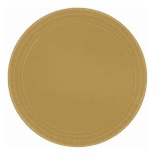 Amscan 17.8 cm Round Paper Plate 20 Pack Gold 17.8 cm