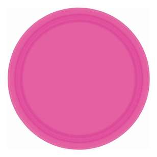 Amscan 23 cm Round Paper Plate 20 Pack Bright Pink 23 cm