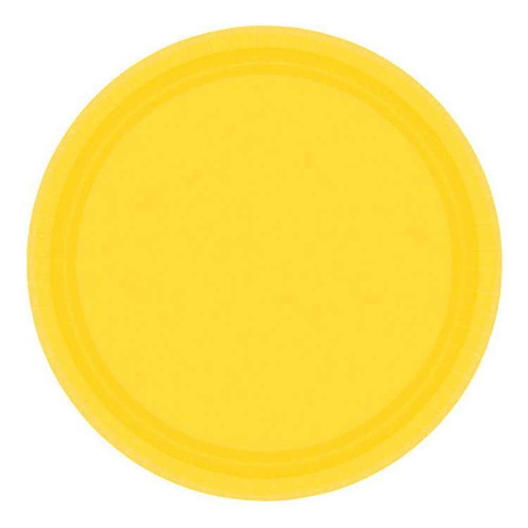 Amscan 23 cm Round Paper Plate 20 Pack Yellow 23 cm