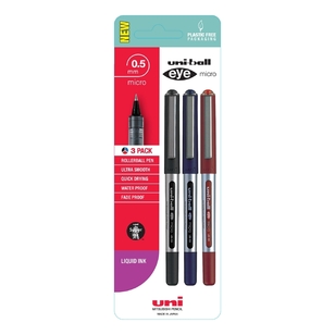 Uni-Ball Uni Micro Rollerball Ink 0.5 mm Tip Pen Multicoloured