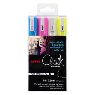 Uni-Ball Uni Liquid Chalk Marker Bullet Tip Pen 4 Pack Multicoloured