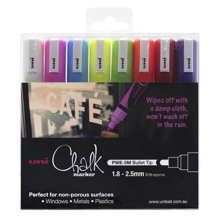 Uni-Ball Uni Liquid Chalk Marker Bullet Tip Pen 8 Pack