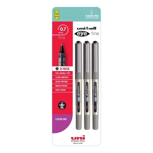 Uni-Ball Uni Micro Rollerball Ink 0.7 mm Tip Pen 3 Pack Black
