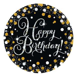 Amscan Sparkling Celebration Happy Birthday Plates 8 Pack Multicoloured 23 cm