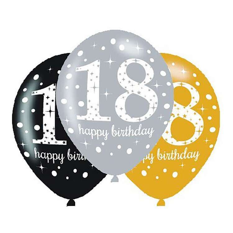 Amscan Sparkling Celebration 18th Latex Balloons 6 Pack