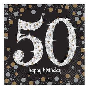 Amscan Sparkling Celebration 50th Birthday Lunch Napkins 16 Pack Multicoloured