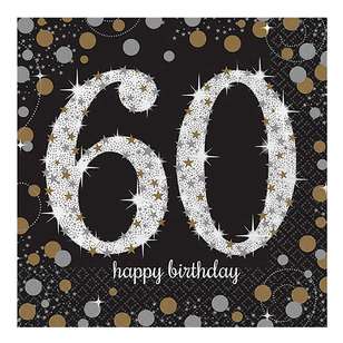 Amscan Sparkling Celebration 60th Birthday Lunch Napkins 16 Pack Multicoloured