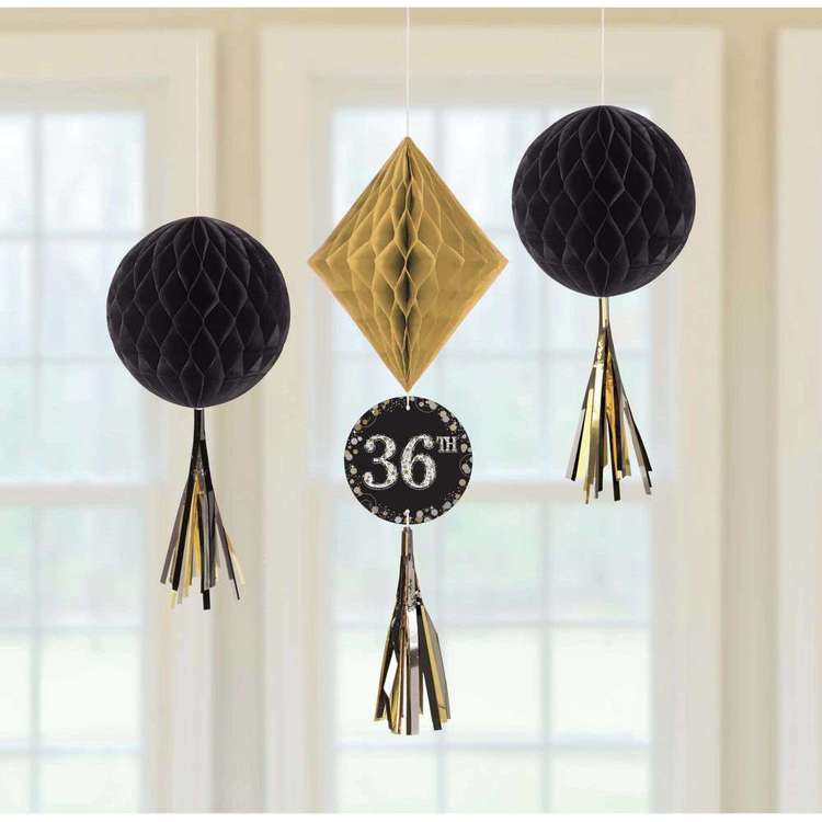 Amscan Sparkling Celebration Add an Age Honeycomb Hanging Decorations