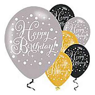 Amscan Sparkling Celebration Happy Birthday Latex Balloons 6 Pack Multicoloured 30 cm