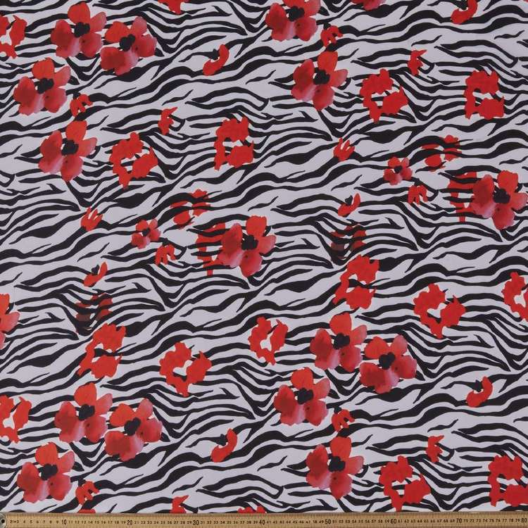Zebra And Floral Printed 145 cm Highbury Crepe Fabric