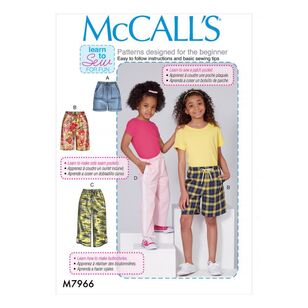 McCall's Pattern M7966 Learn To Sew For Fun Children's and Girls' Shorts and Pants