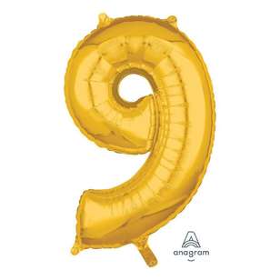 Anagram Number 9 Foil Balloon Gold 66 cm