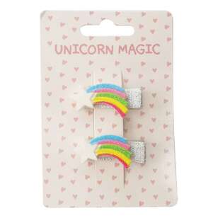 Unicorn Magic Glitter Rainbow Hair Clips 2 Pack Multicoloured
