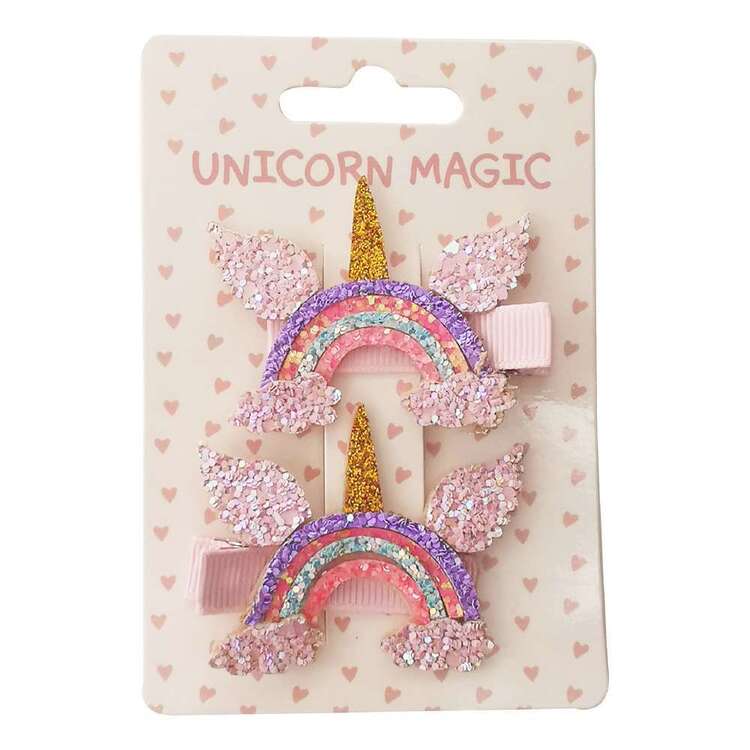 Unicorn Magic Unicorn Rainbow Hair Clips 2 Pack Multicoloured