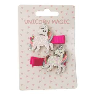 Unicorn Magic Glitter Unicorn Hair Clips 2 Pack Multicoloured