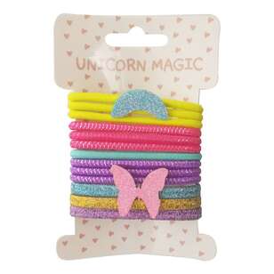 Unicorn Magic Rainbow Butterfly Hair Ties 13 Pack Multicoloured
