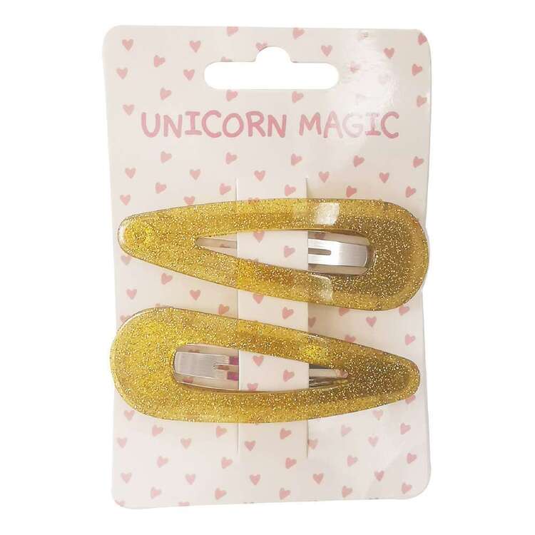 Unicorn Magic Glitter Resin Snap Hair Clips 2 Pack