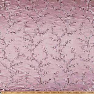 Plum Blossom Printed Oriental Brocade Fabric Blush 90 cm