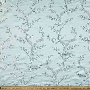 Plum Blossom Printed Oriental Brocade Fabric Light Blue 90 cm