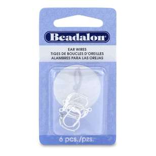 Beadalon Ear Wire Lever 6 Pack Silver