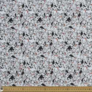 Disney 101 Dalmatians Puppies Cotton Fabric White 112 cm