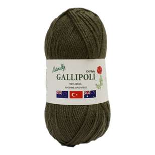 Naturally Gallipoli 8 Ply Pure Wool Yarn 1915 Khaki 100 g