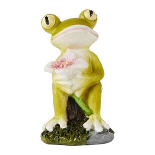 Fairy Village Mini Fairy Frog With Flower Green & Pink