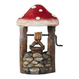 Fairy Village Mini Fairy Mushroom Wishing Well Red & Brown