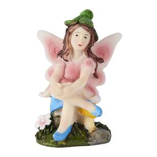 Fairy Village Mini Fairy On Mushroom Pink