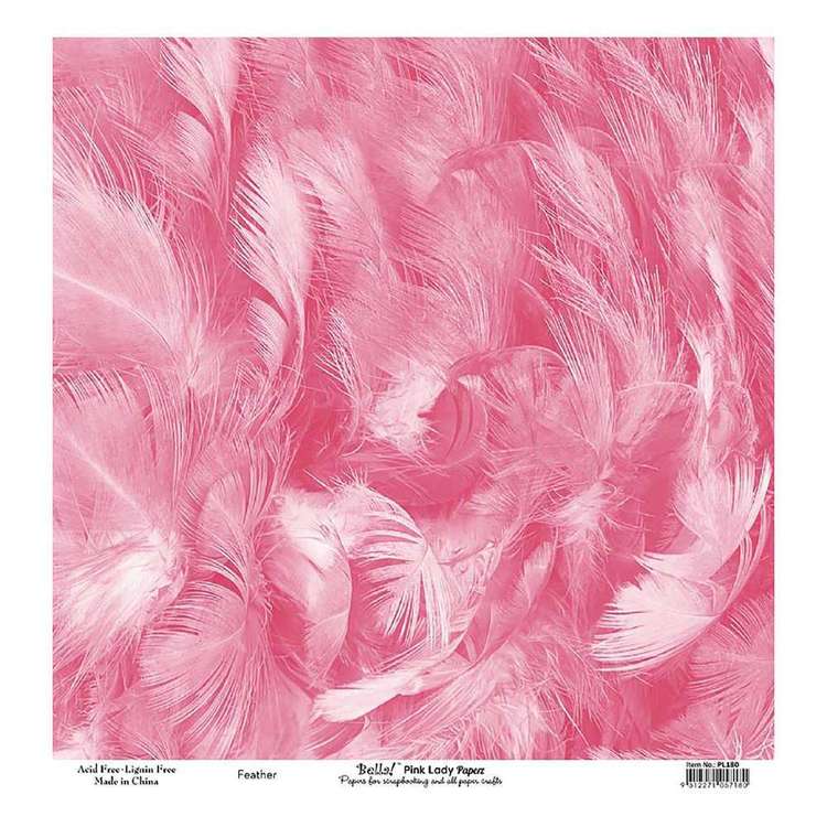 Bella! Paper World Pink Lady Feather Cardstock