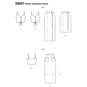 Simplicity Sewing Pattern S8927 Misses' Tie Front Tops and Skirts by Mimi G Style