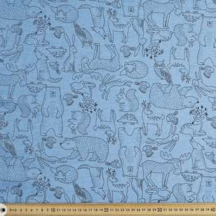 Woodland Printed 112 cm Organic Cotton Jersey Blue 112 cm