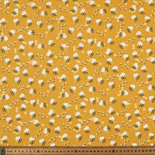 Bee Cutie Printed Cotton Fabric Yellow 112 cm