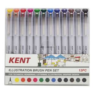 Kent Set Of 12 Graphic Illustration Brush Pen Multicoloured