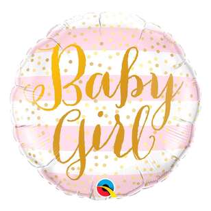 Qualatex Baby Girl Stripes Foil Balloon Multicoloured 45 cm