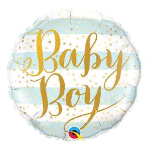 Qualatex Baby Boy Stripes Foil Balloon Multicoloured 45 cm