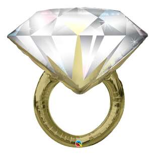 Qualatex Diamond Wedding Ring Shaped Foil Balloon Multicoloured 94 cm
