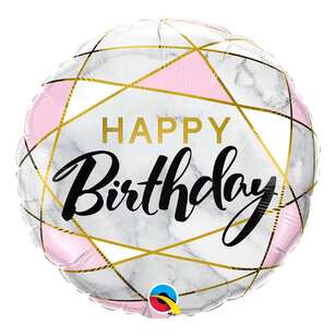 Qualatex Marble Rectangles Birthday Foil Balloon Multicoloured 45 cm
