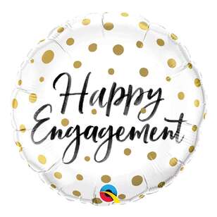 Qualatex Happy Engagement Gold Dots Foil Balloon Multicoloured 45 cm