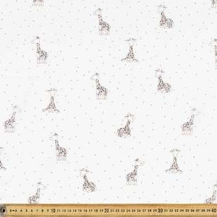 Giraffe Printed 138 cm Muslin Fabric White 138 cm