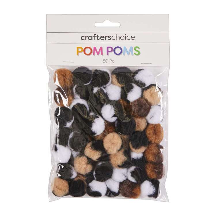 Crafters Choice Pom Poms 50 Pack Animal 25 mm