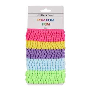Crafters Choice Pom Pom Trims 5 Pack Neon 1 m