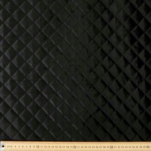 Plain Designer Quilted Velvet Fabric Black 140 cm