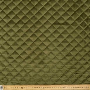Plain Designer Quilted Velvet Fabric Khaki 140 cm