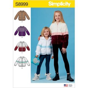 Simplicity Pattern S8999 Children's and Girls' Knit Hooded Jacket