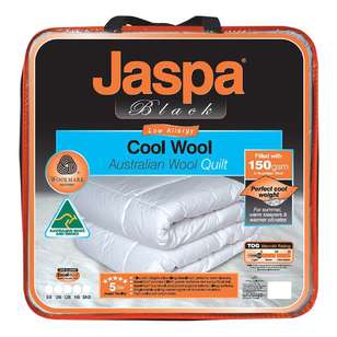 Jaspa Black Cool Wool Quilt White