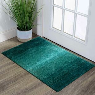 KOO Ombre Shaggy Scatter Mat Teal 60 x 90 cm