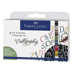 Faber Castell Pitt Artist Pen Calligraphy 8 Pack Multicoloured