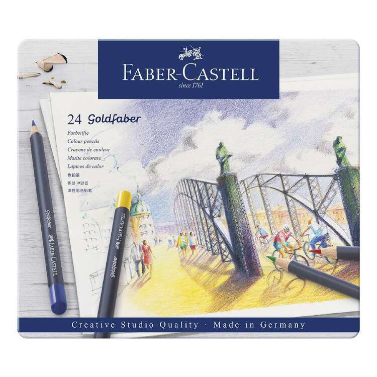 Faber Castell Goldfaber Permanent Colour Pencil Tin 24 Pack Multicoloured