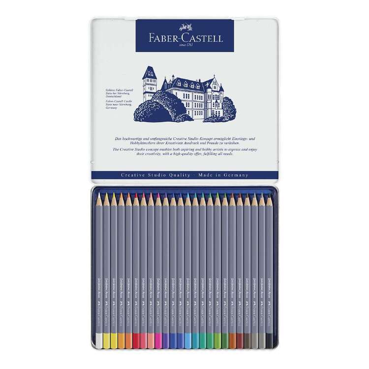Faber Castell Goldfaber Aqya Watercolour Pencil Tin 24 Pack Multicoloured